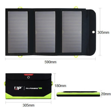 Зарядний пристрій на сонячній батареї Allpowers Solar panel 21W 10000 mAh