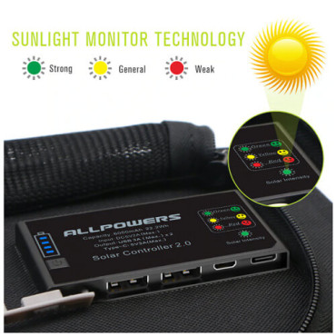 Зарядний пристрій на сонячній батареї Allpowers Solar panel 21W 10000 mAh