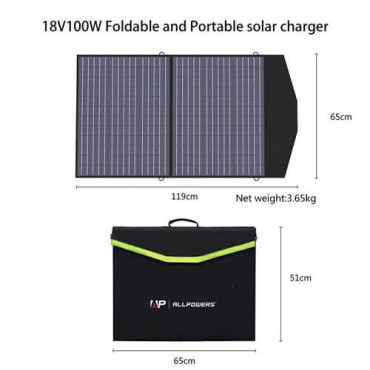 Зарядний пристрій на сонячній батареї Allpowers AP-SP18V100W (027-BLA)
