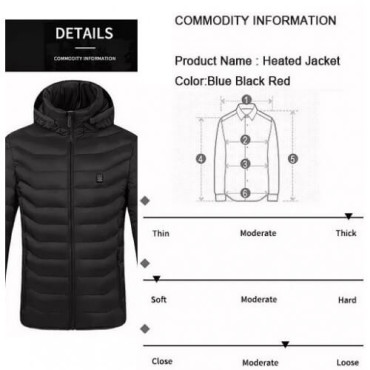 Куртка EHJ-01-9D - 9 heated zones input : 5V 2A, Dual control
