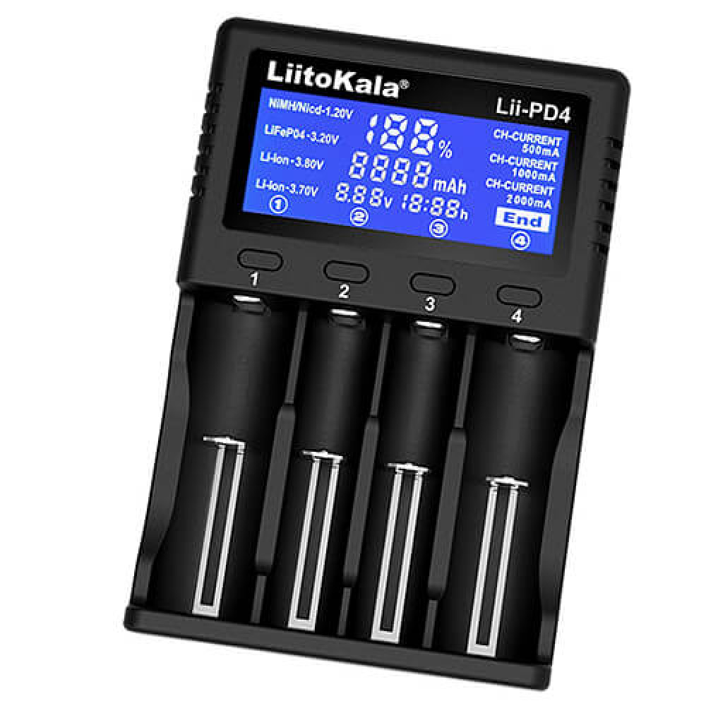 Зарядний пристрій LiitoKala Lii-PD4 (4 канали, дисплей)