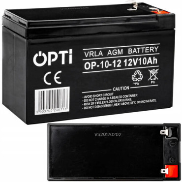 Акумулятор OPTI VRA AGM OP-10-12, 12V10Ah